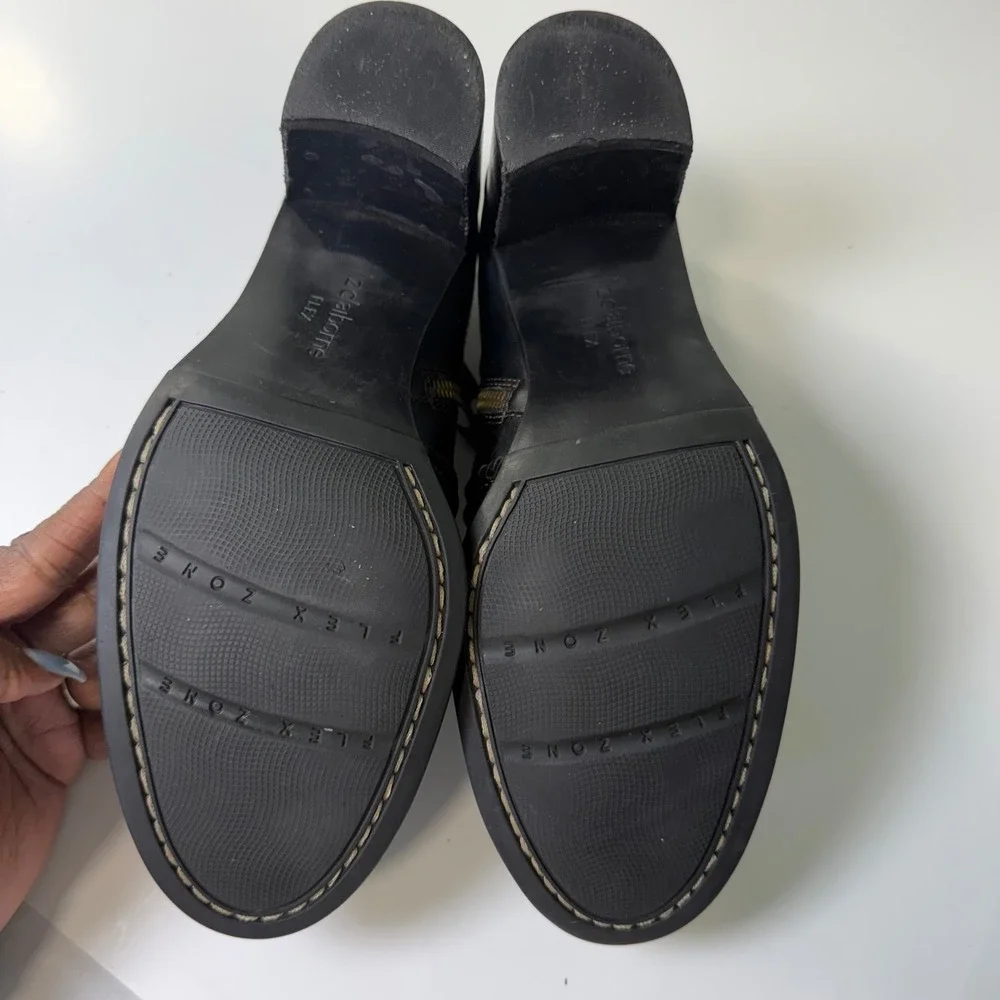 Liz Claiborne Flex Black Leather Block Heel Ankle‎ Booties Braided Detail 8.5M
